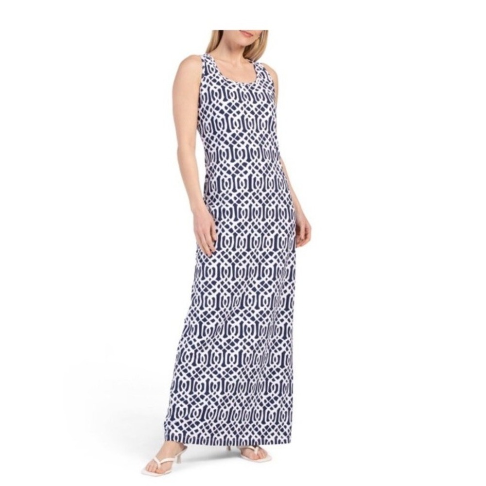 j mclaughlin Blue‎ charlotte dress maxi Size Medium Preppy Coastal